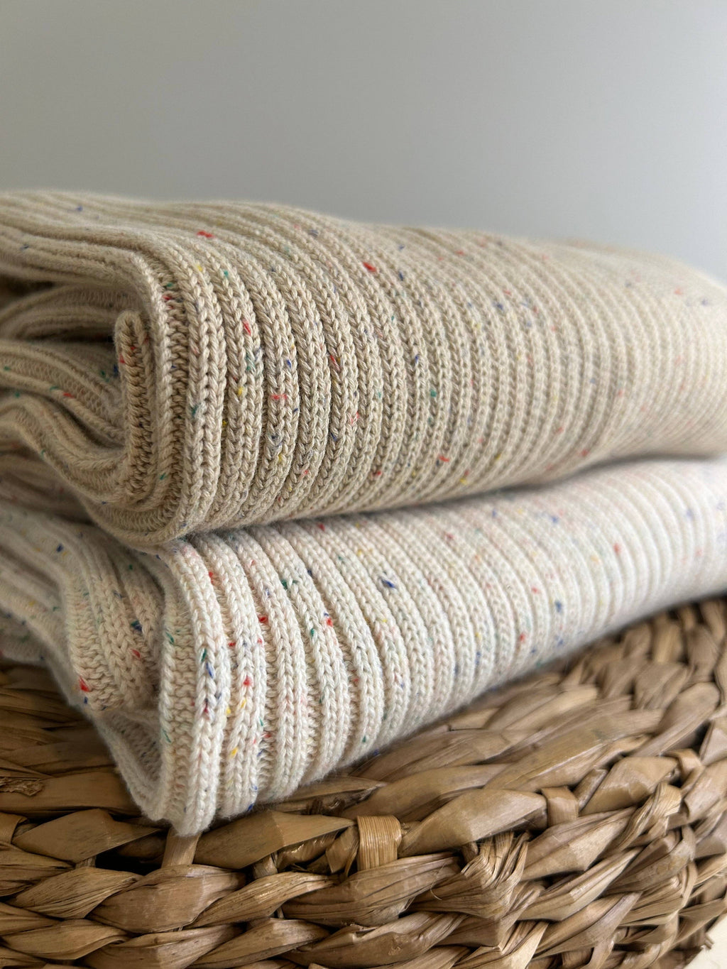 Sprinkle Knit Ribbed Blanket - Oat