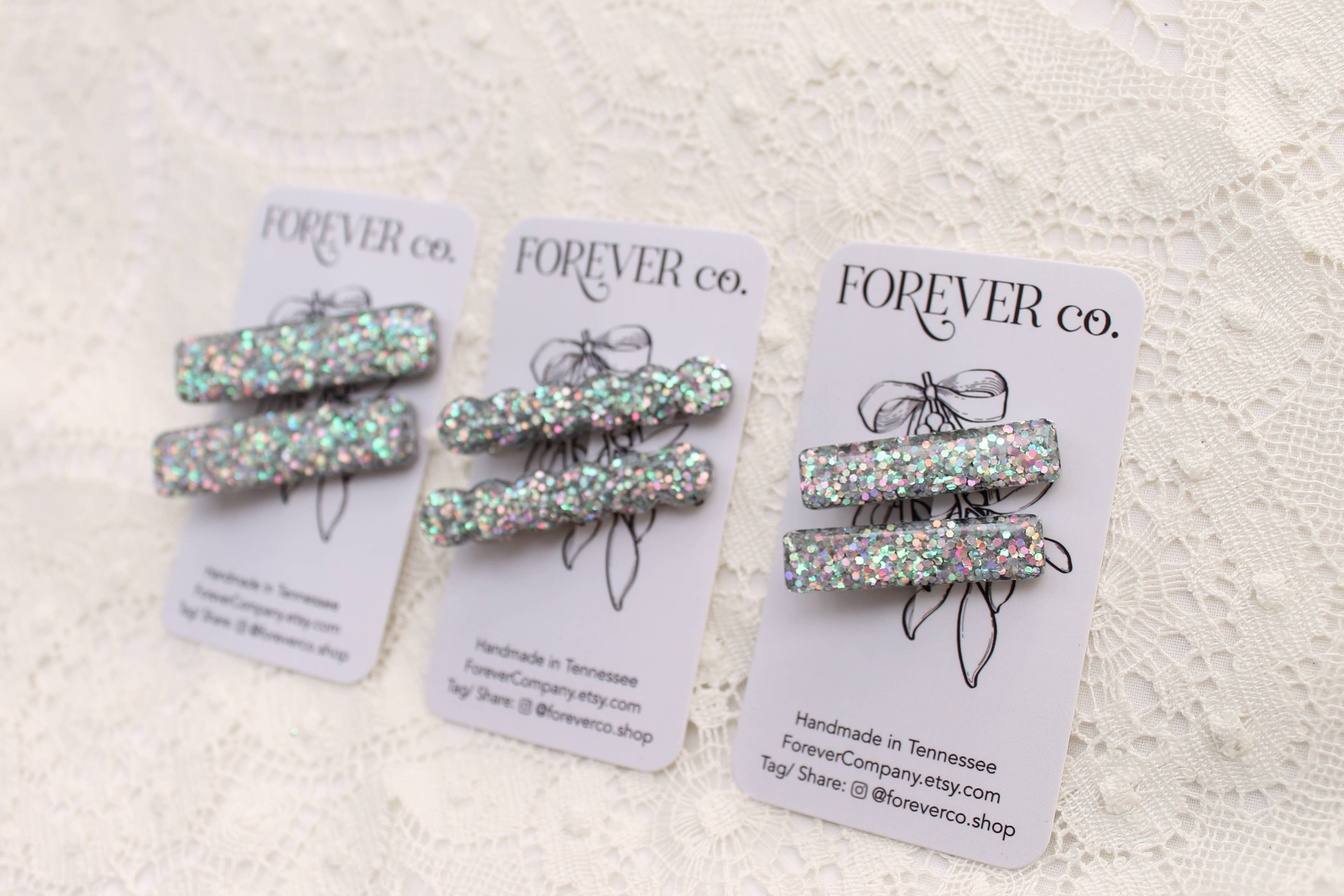 Hair Clips - Silver Rainbow