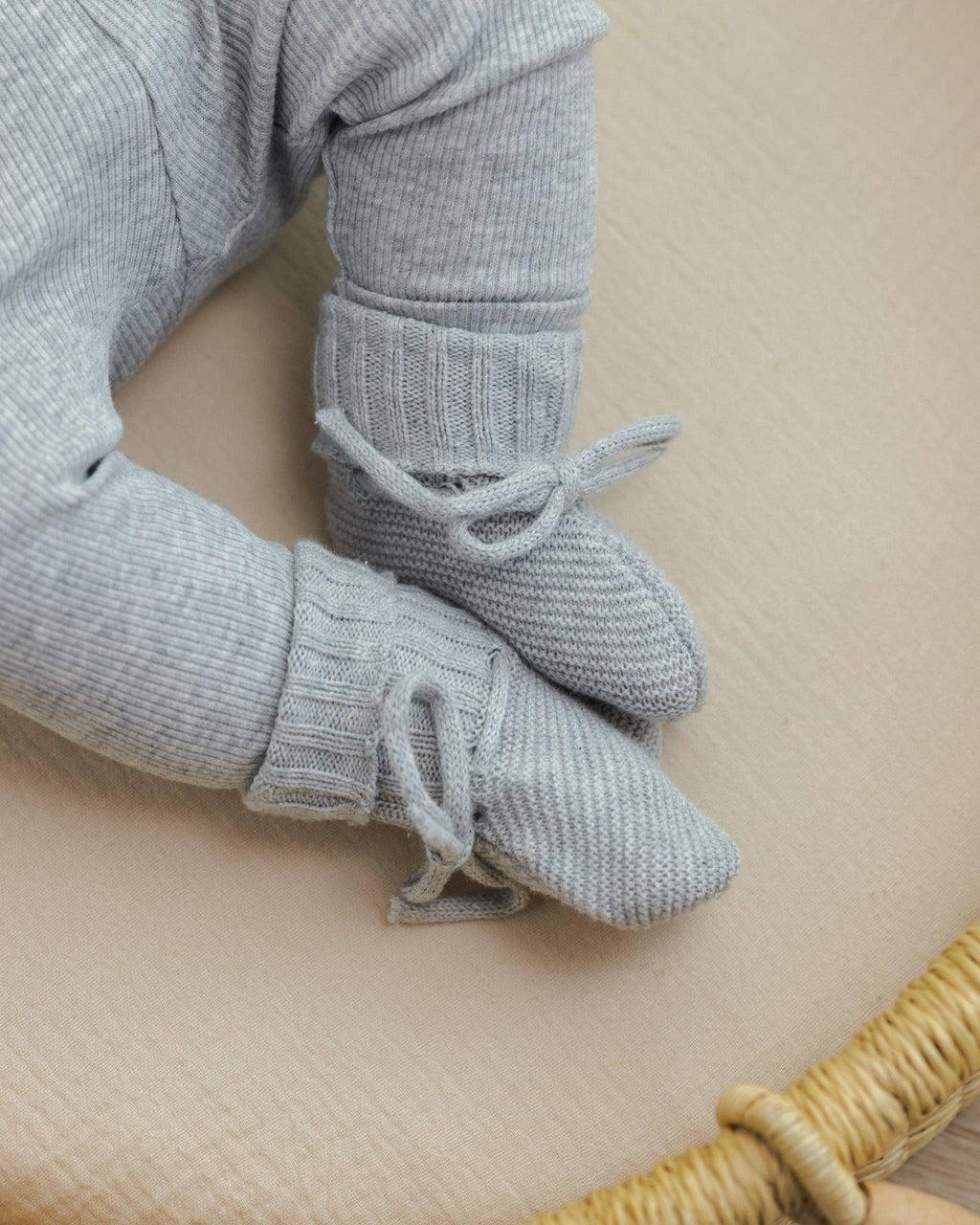Knit Booties | Heathered Dusty Blue
