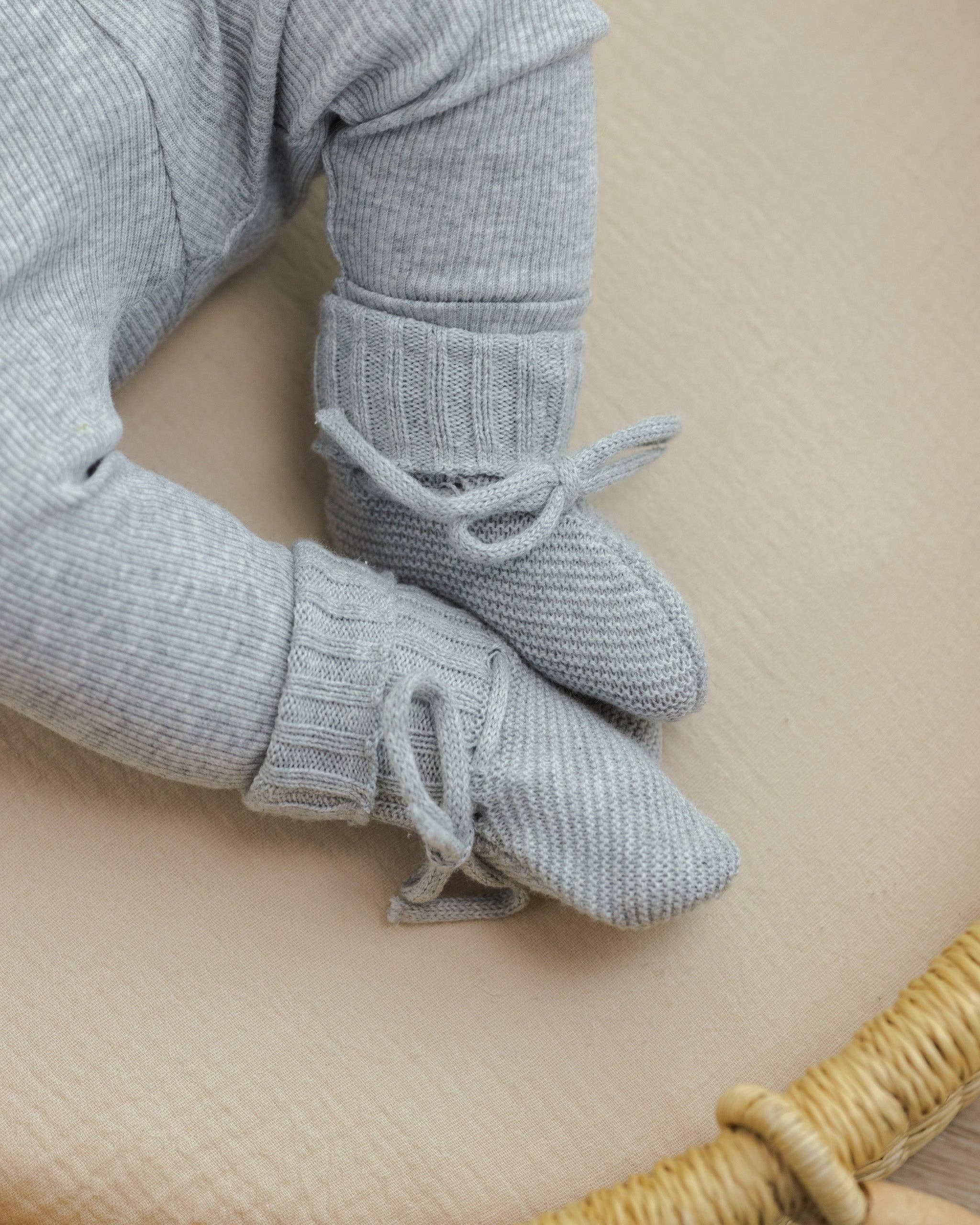 Knit Booties | Heathered Dusty Blue