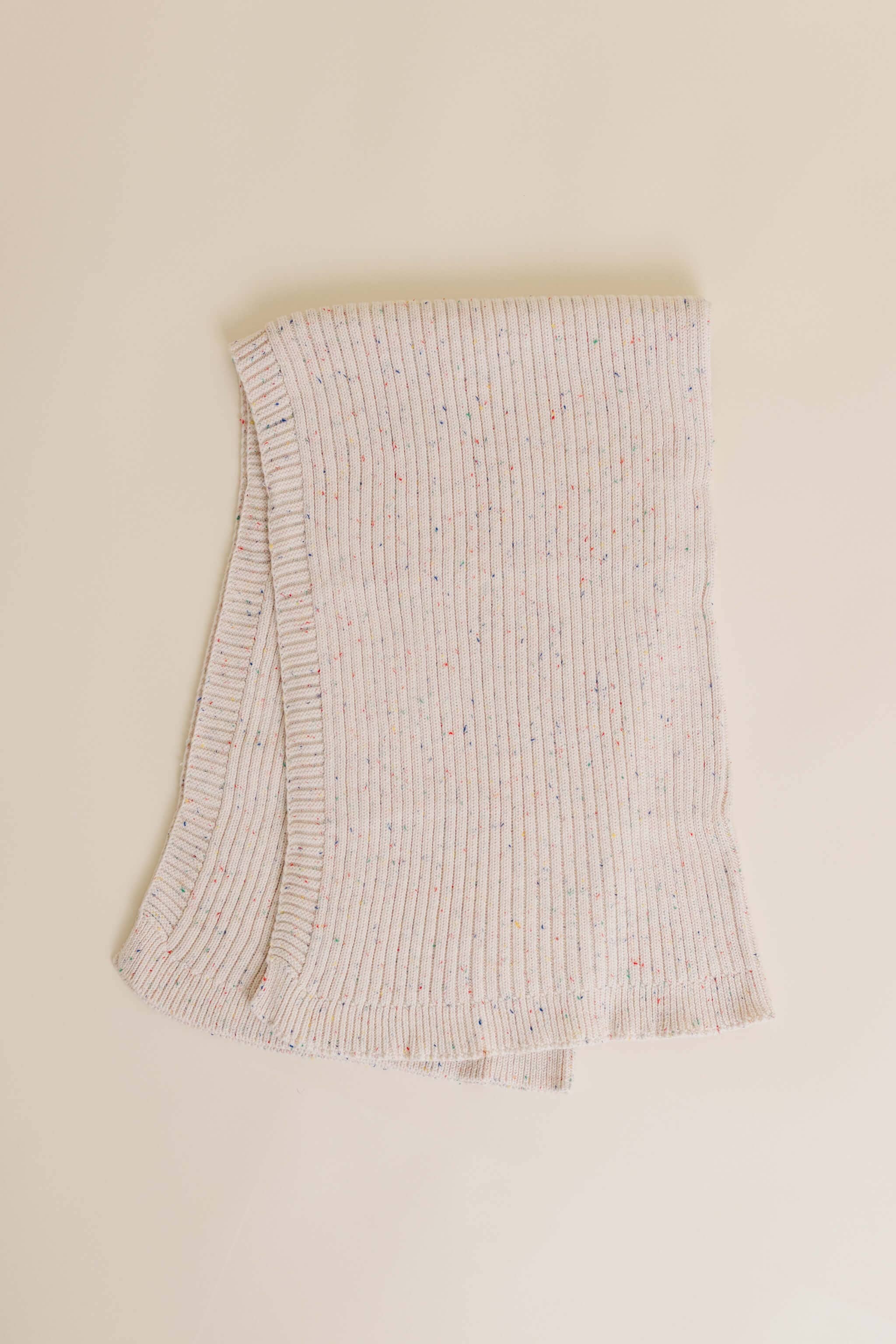 Sprinkle Knit Ribbed Blanket - Oat