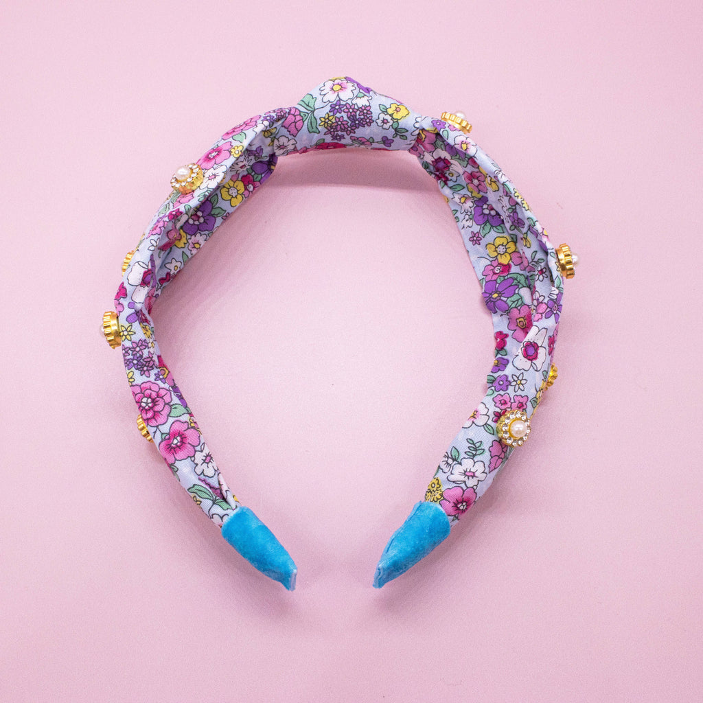 Knot Headband - Rhinestone Pearl | Floral
