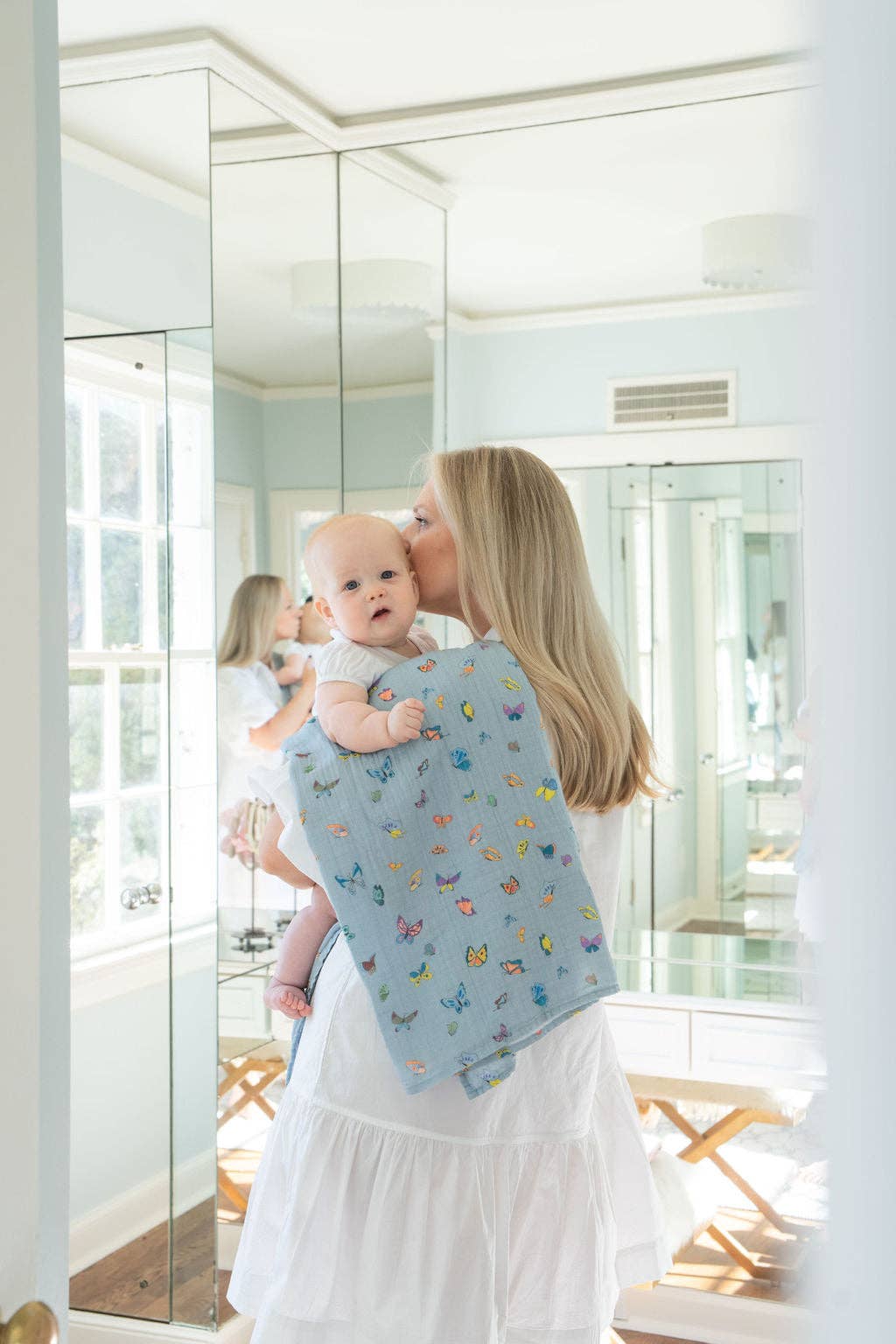 Blue Madame Butterfly Shawl Blanket