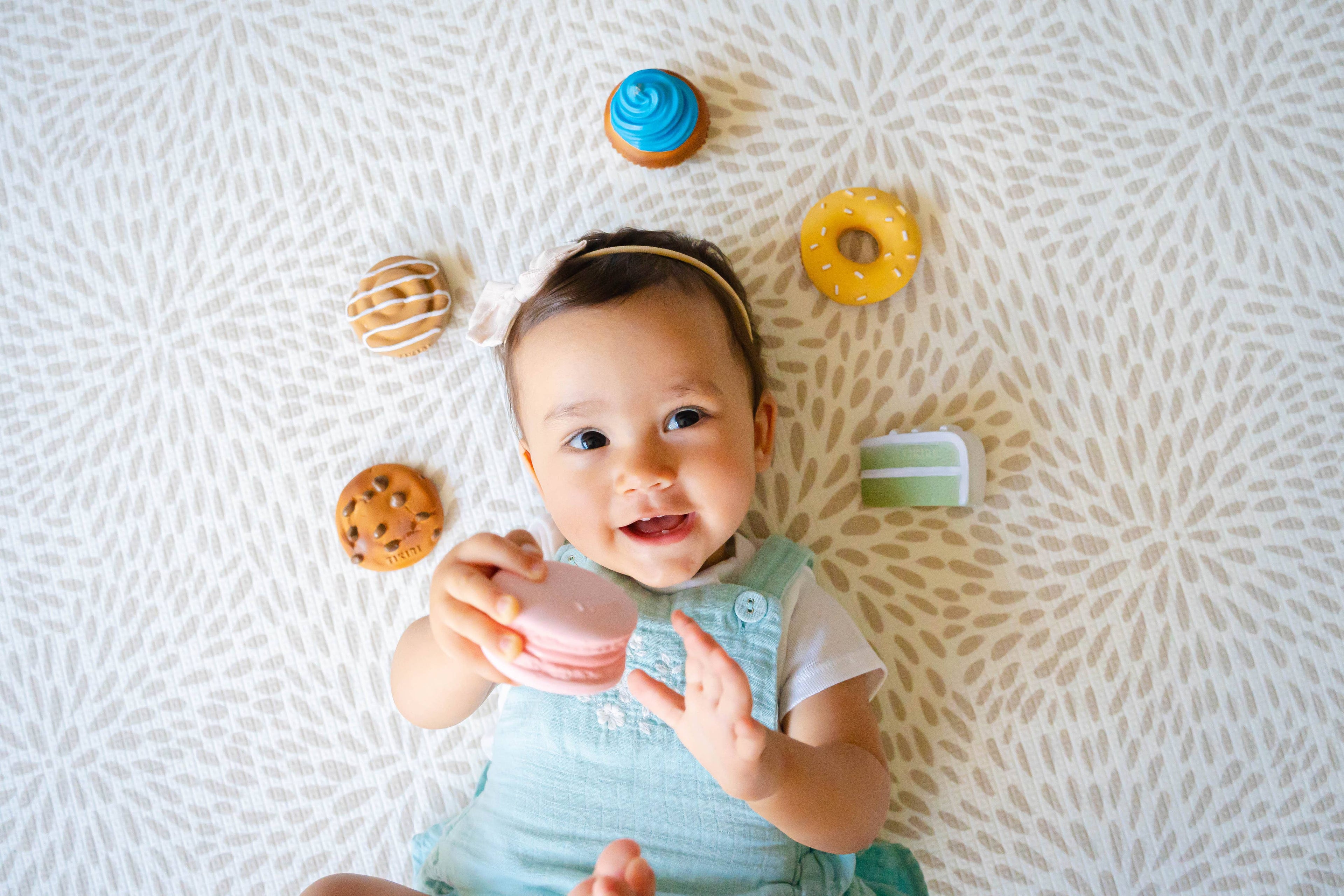 Donut Natural Rubber Teether, Rattle & Pretend Play