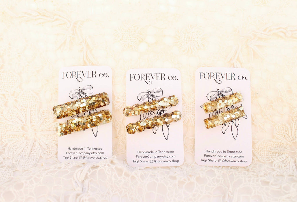 Mini Hair Clips - Gold