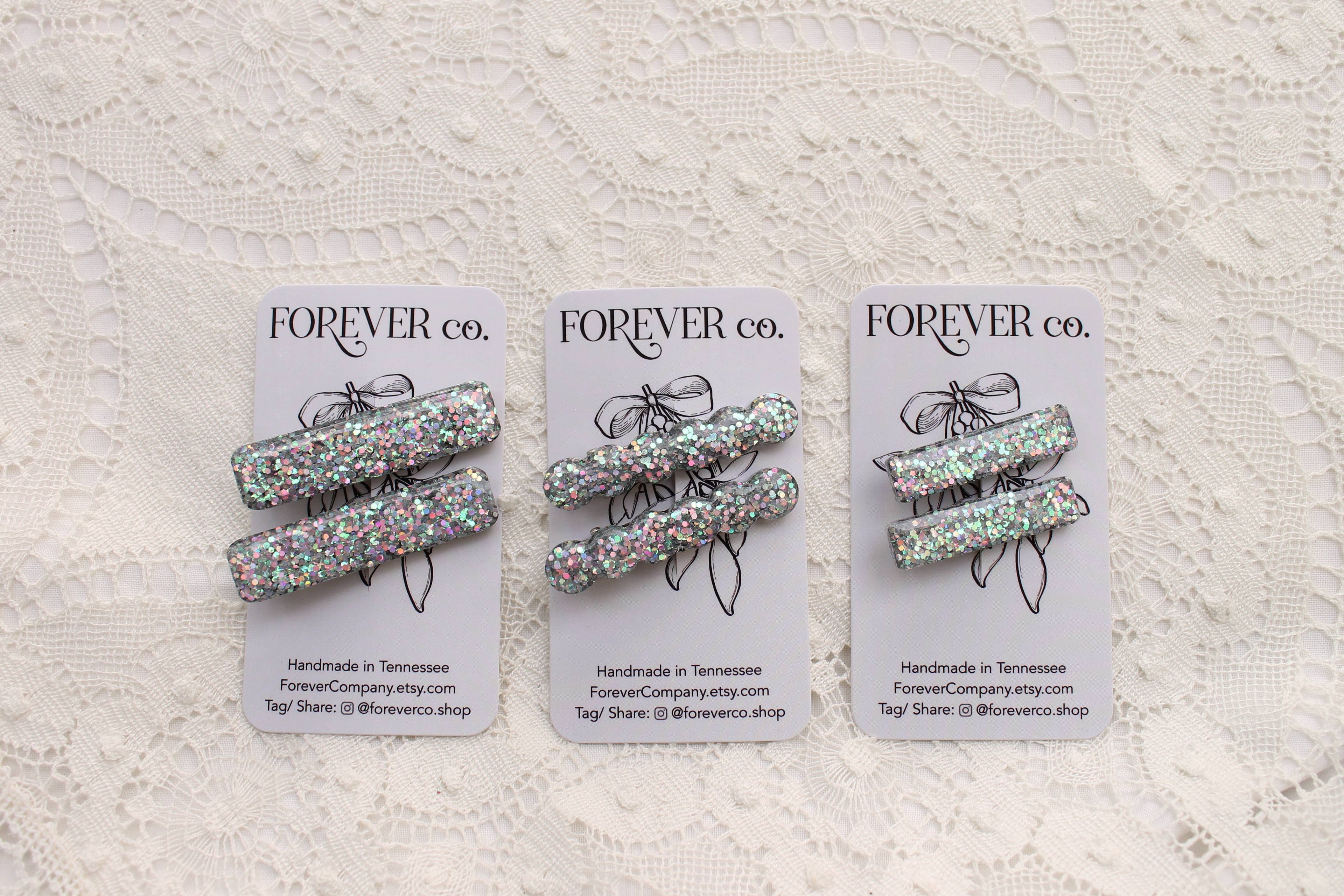 Hair Clips - Silver Rainbow