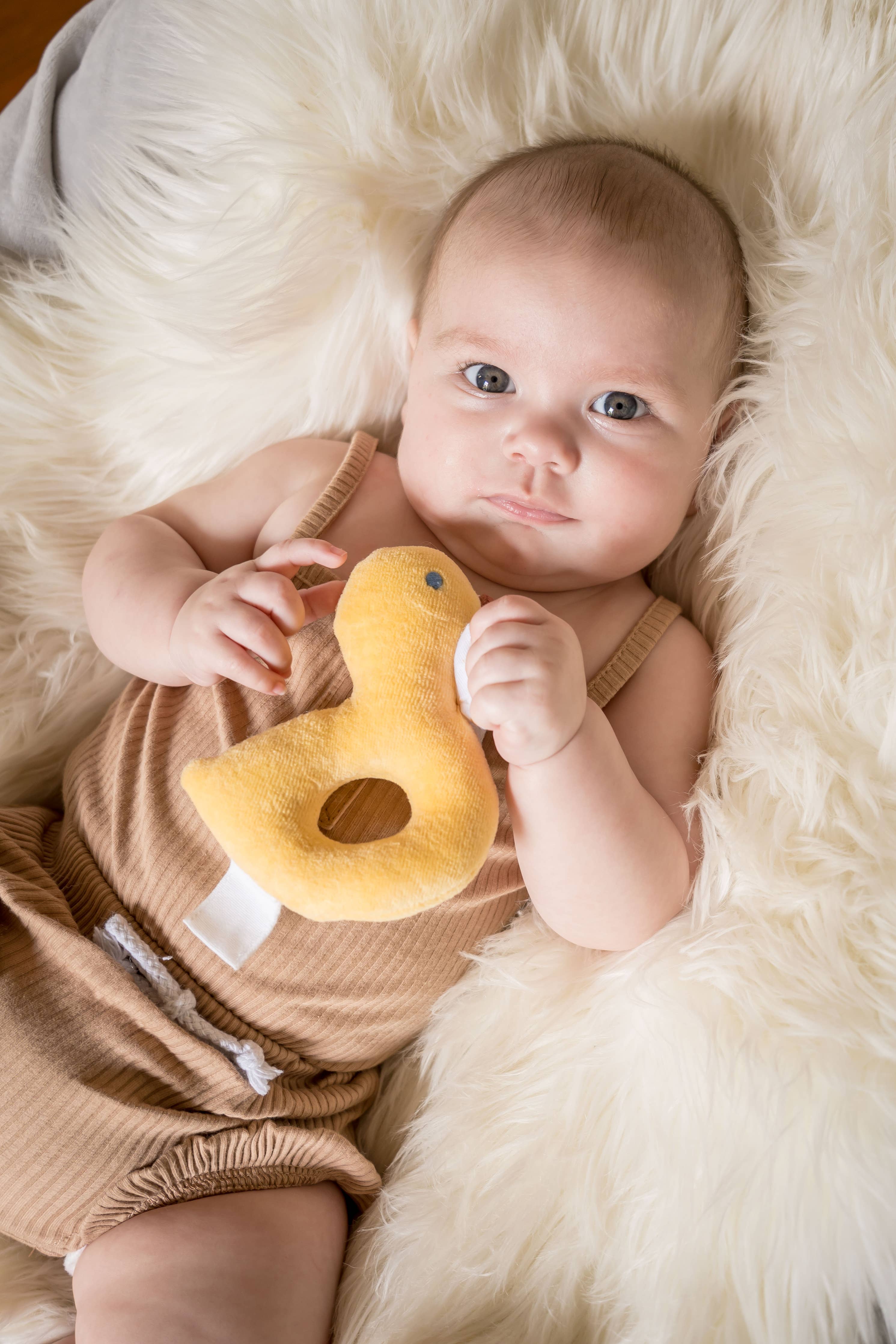 Tara the Duck Organic Fabric Rattle