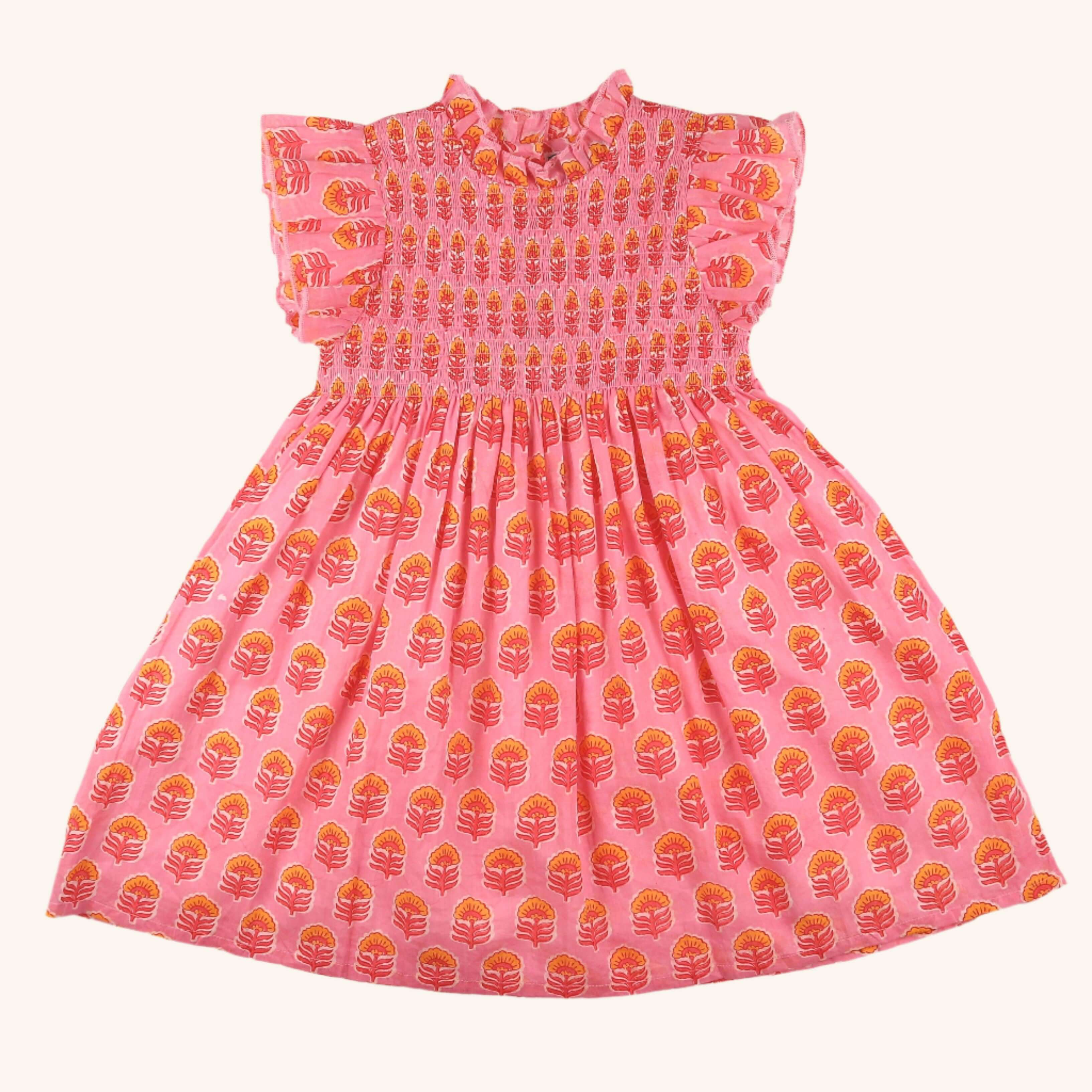 Girls Smocked Dress - Sunset