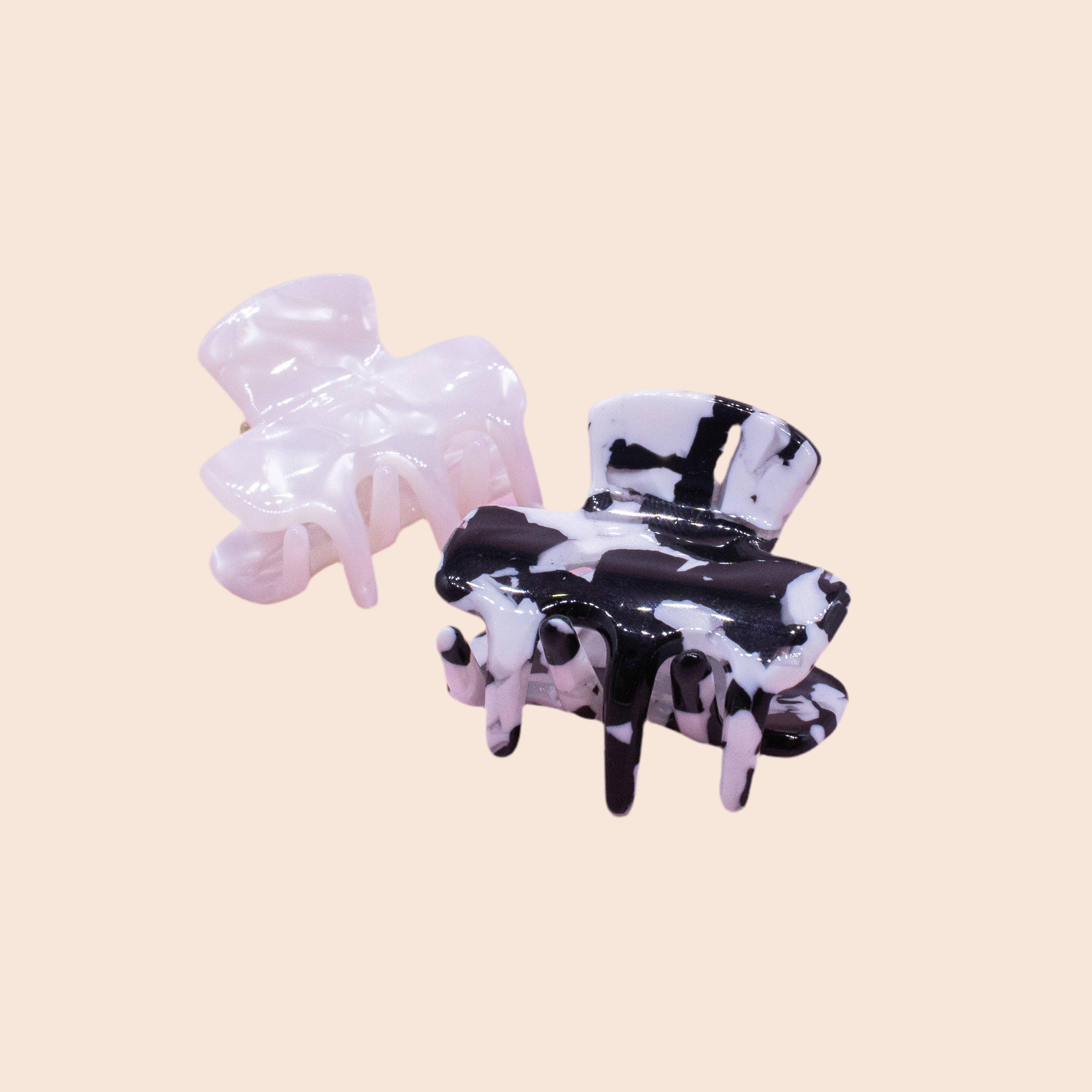 Small Square Tortoise Shell Hair Claw Clips - 2 Pack