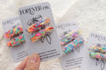 Mini Hair Clips -  Bright Rainbow Ice Cream