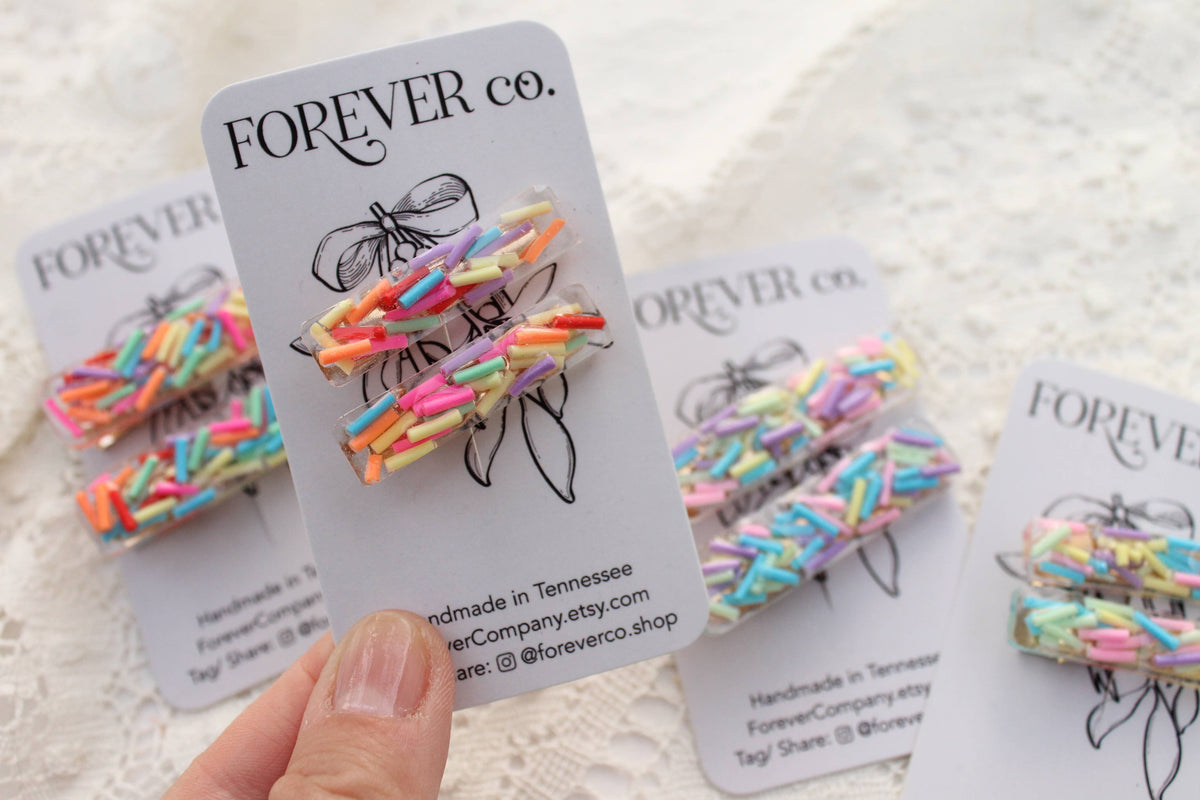 Mini Hair Clips - Pastel Rainbow Ice Cream