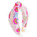 Rainbow Sequin Knot Headband - White
