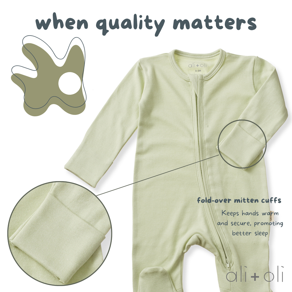 Organic Cotton Baby Footie 2-Way Zipper | Sage