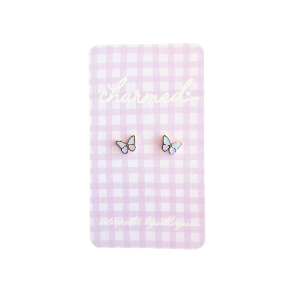 Colored Butterfly Earrings | Hypoallergenic & Screw-back