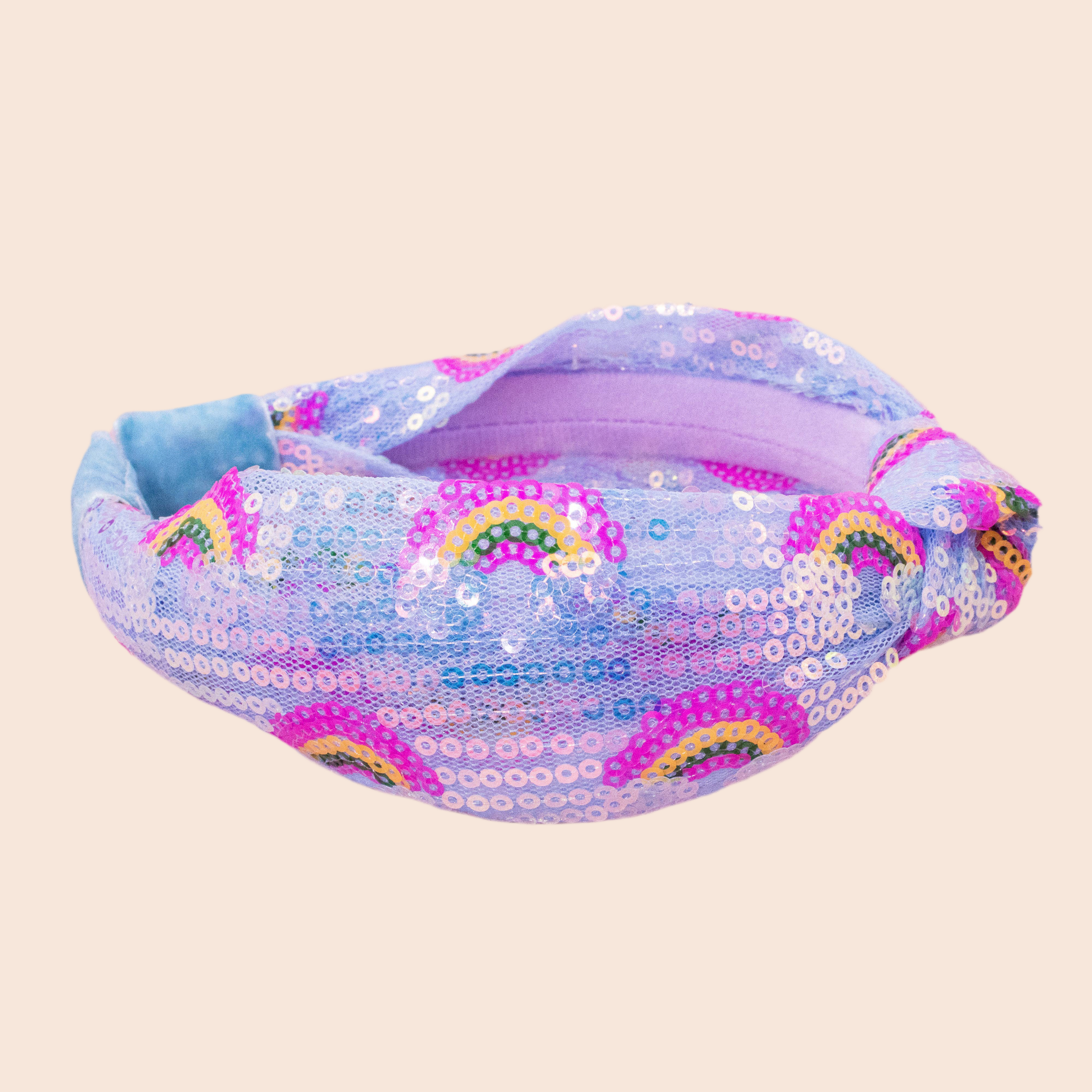 Rainbow Sequin Knot Headband | Blue