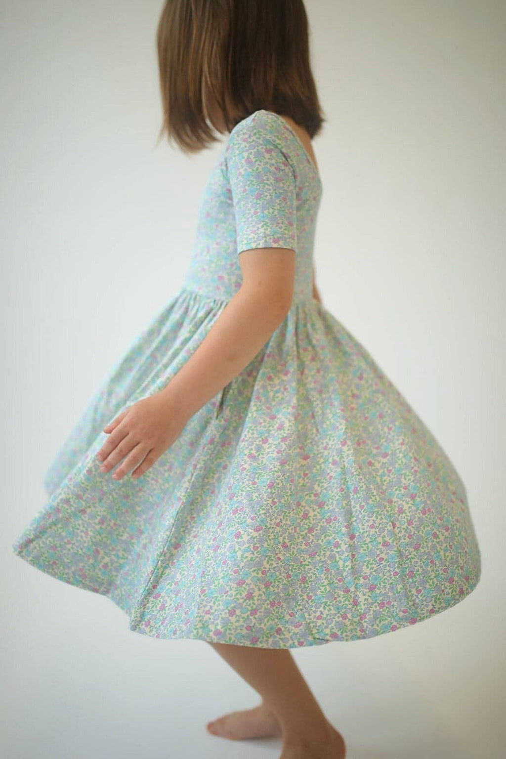 Short Sleeve Twirl Dress | Bella Blue Floral