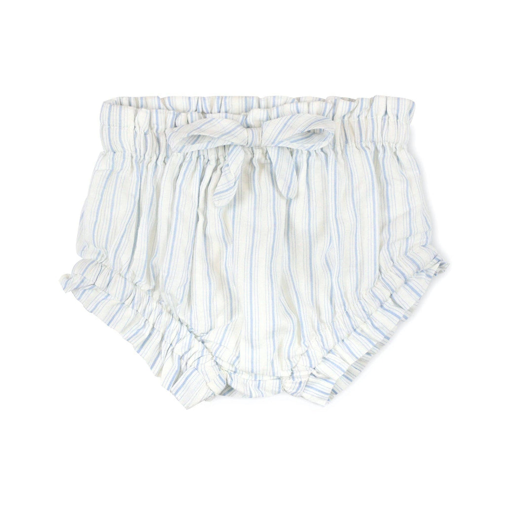 Tiered Flutter Dress Set: Classic Blue Ticking Stripe