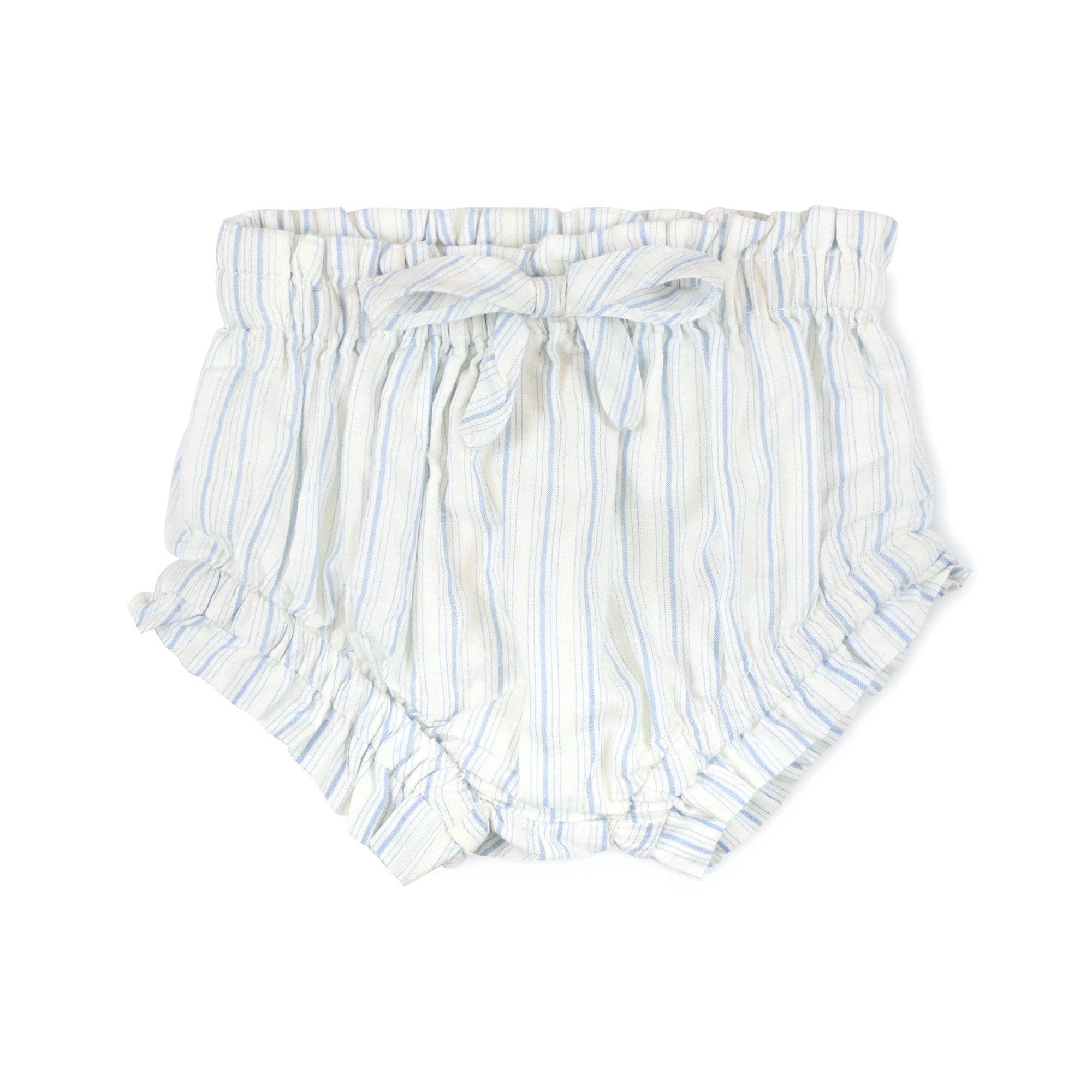 Tiered Flutter Dress Set: Classic Blue Ticking Stripe