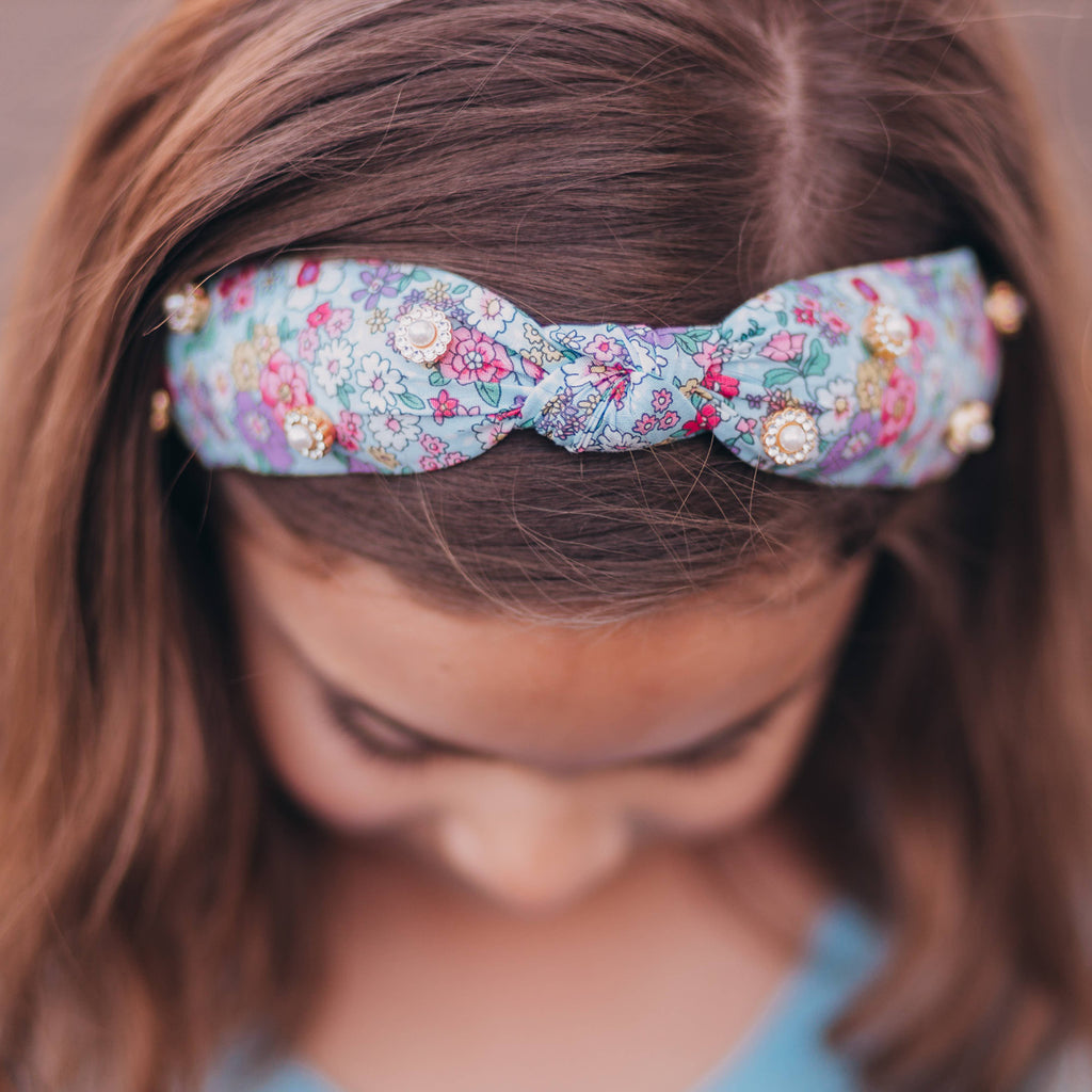 Knot Headband - Rhinestone Pearl | Floral