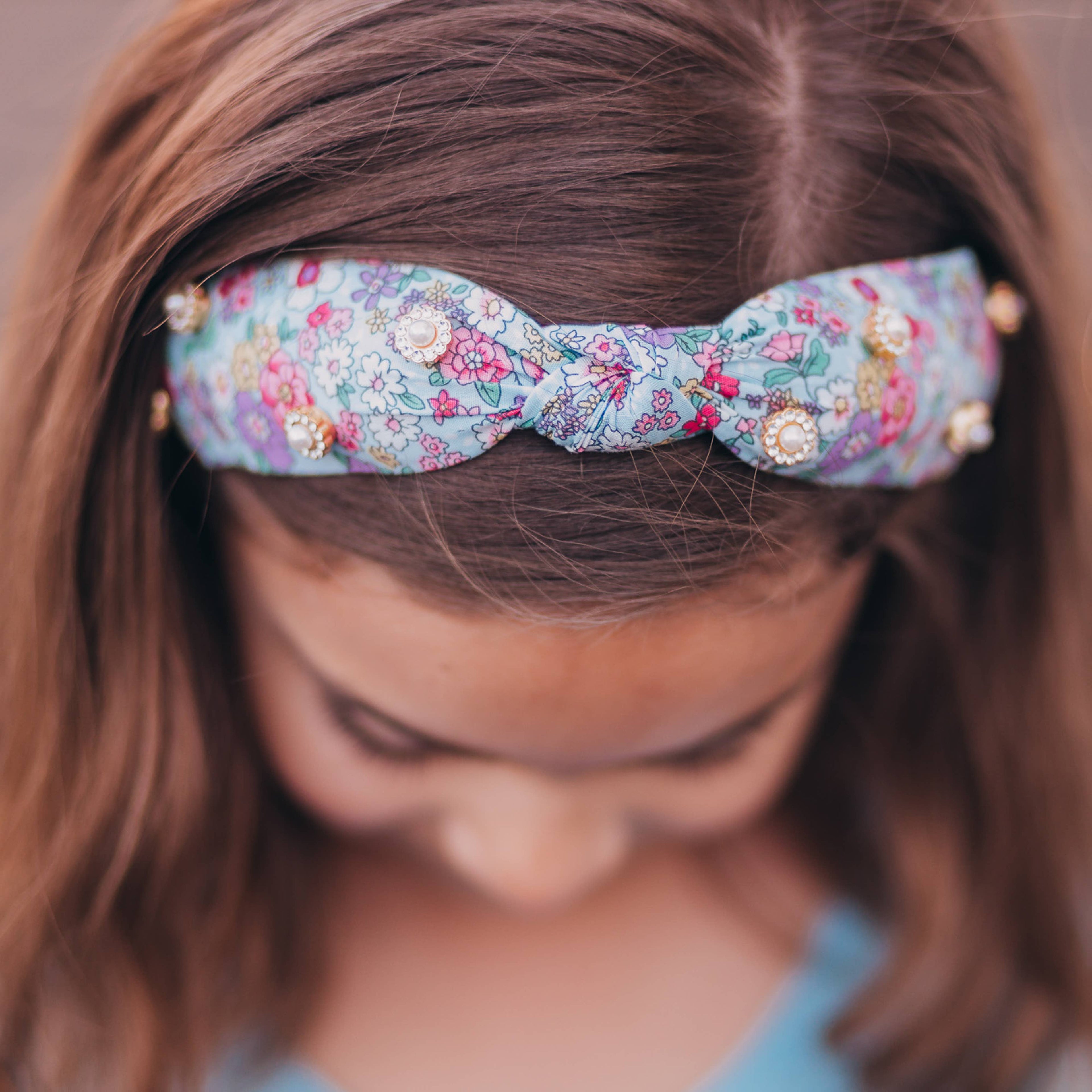 Knot Headband - Rhinestone Pearl | Floral