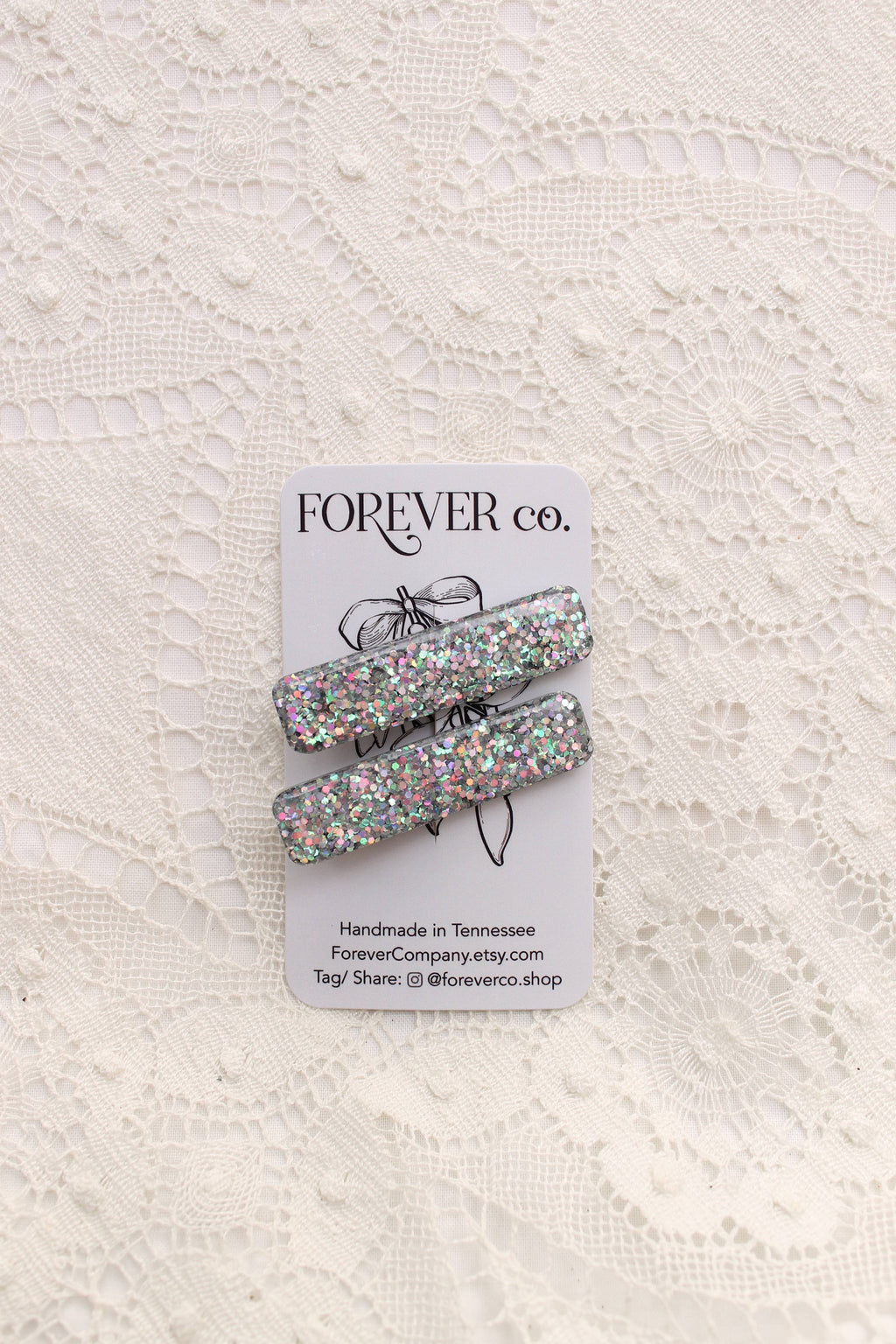 Hair Clips - Silver Rainbow