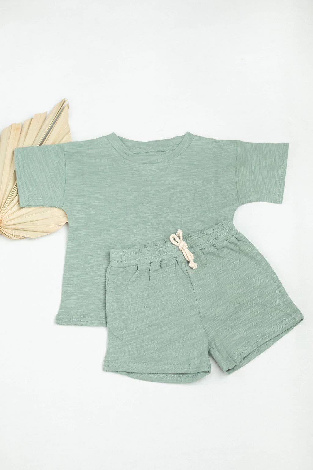 Organic Short Sleeve Kids Lounge Set - Sage