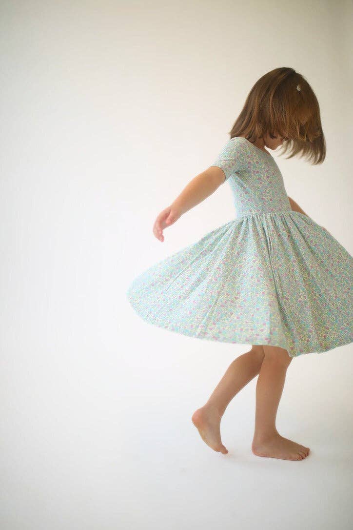 Short Sleeve Twirl Dress | Bella Blue Floral