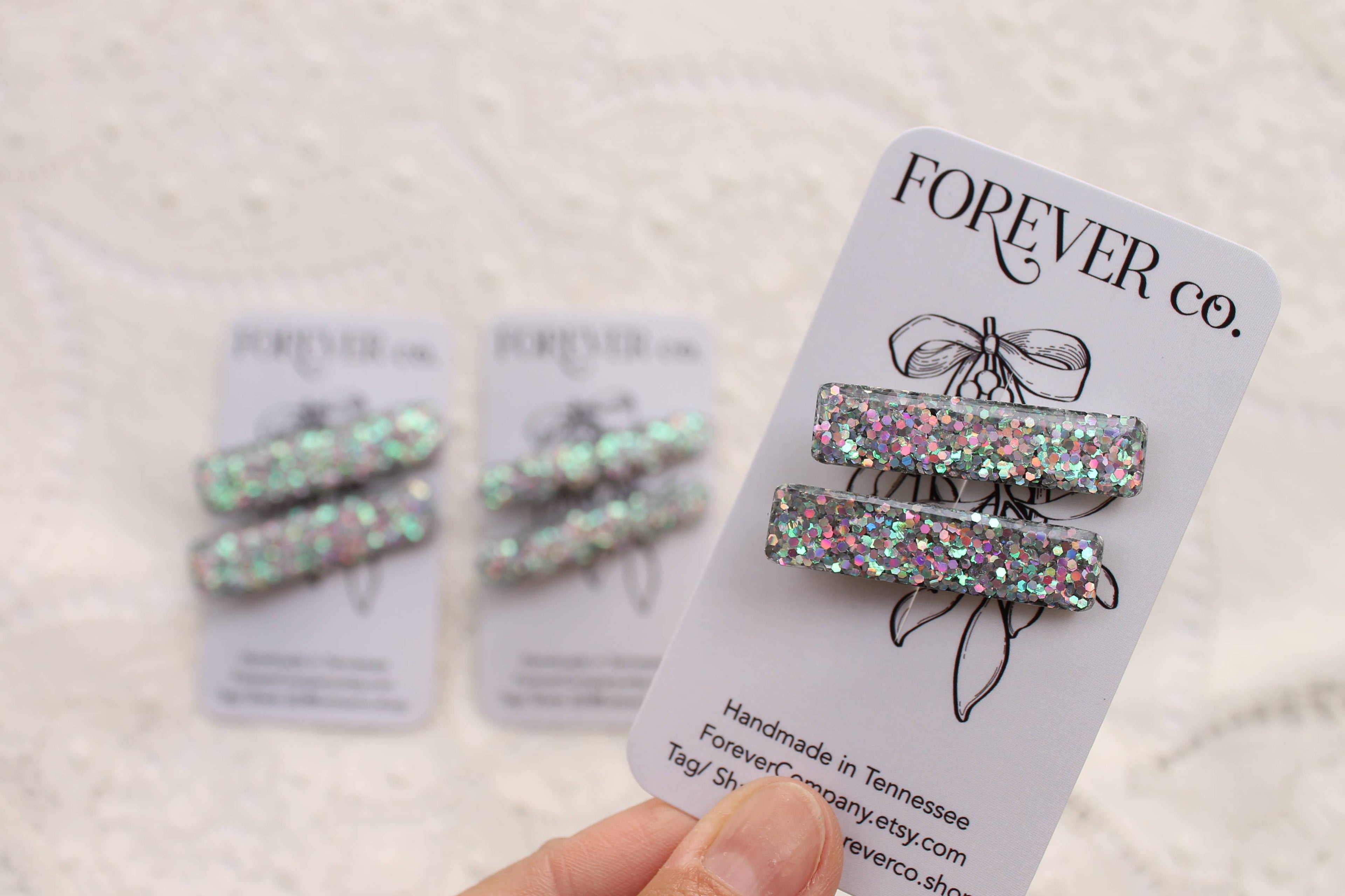 Hair Clips - Silver Rainbow