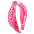 Velvet Knot Headband - Gold Hearts