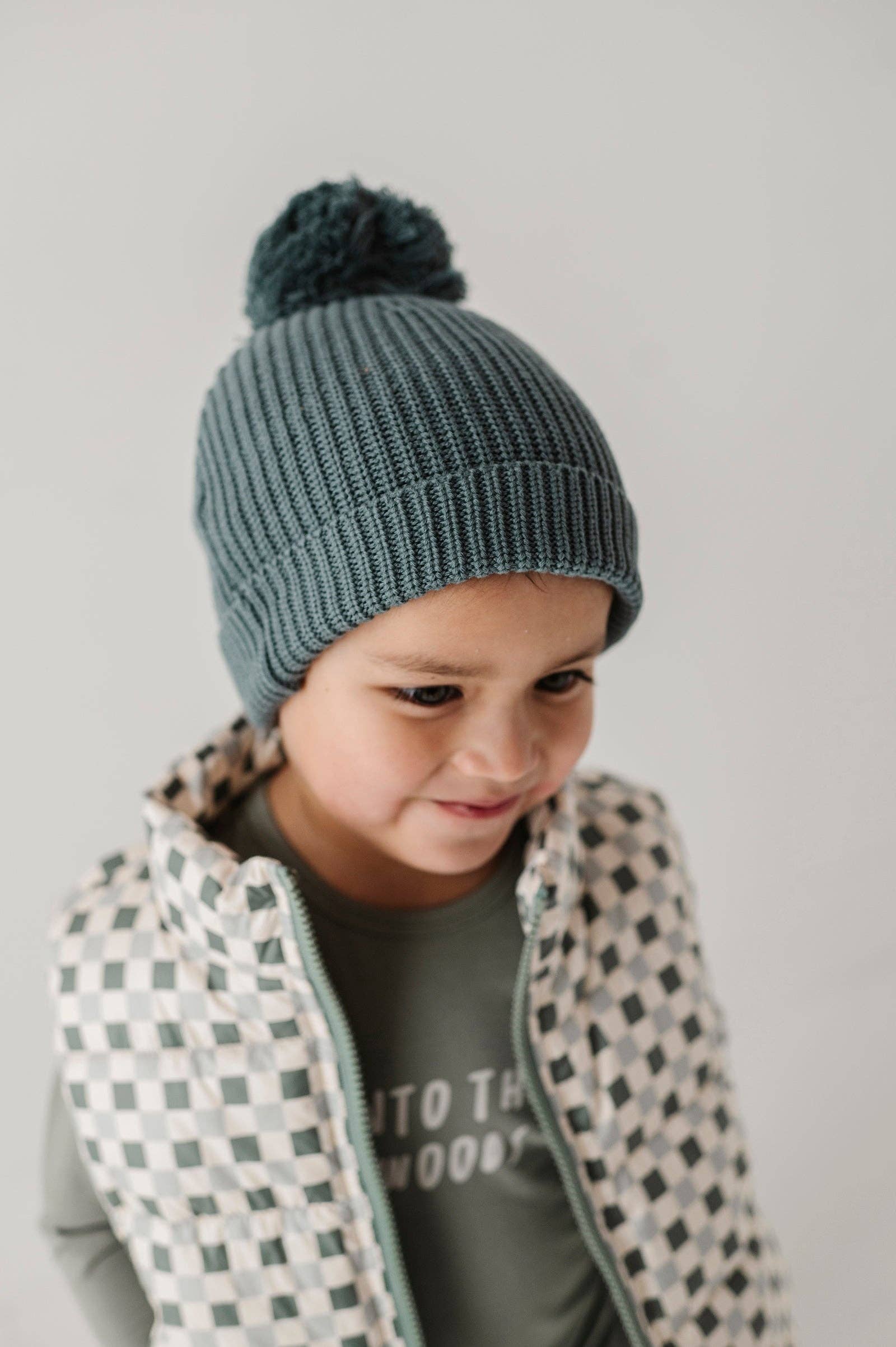 Knit Pom Hat - Deep Slate