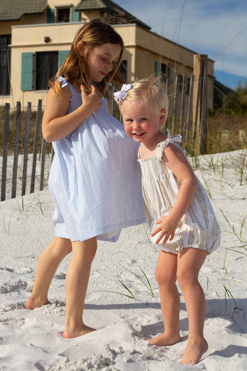 Smocked Dress in Blue Fish