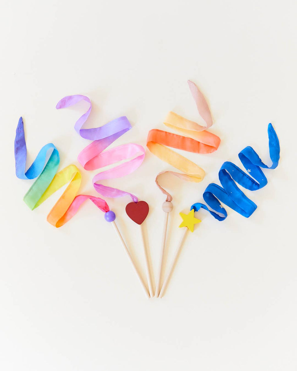 Silk & Wood Wand for Dancing, Dress Up & Pretend Play - Heart