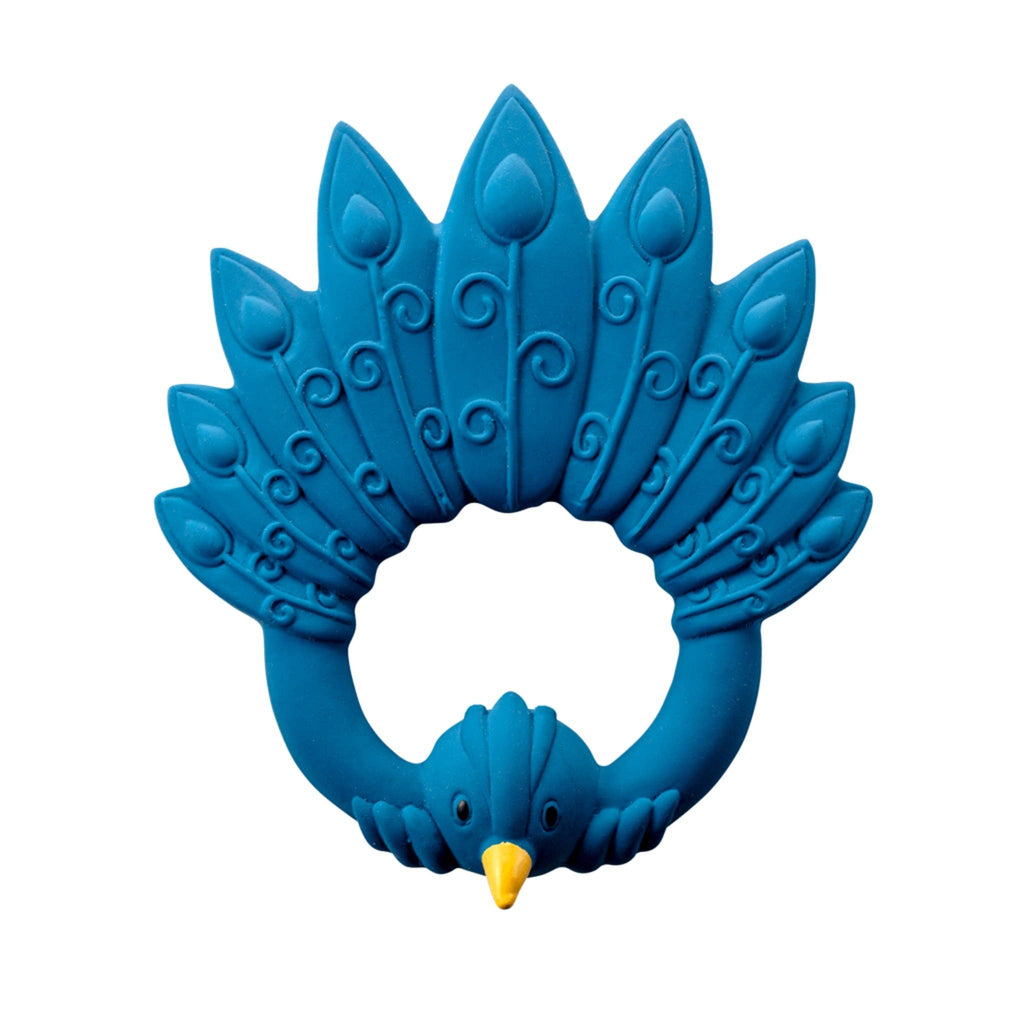 Natural rubber Teether Peacock - Blue