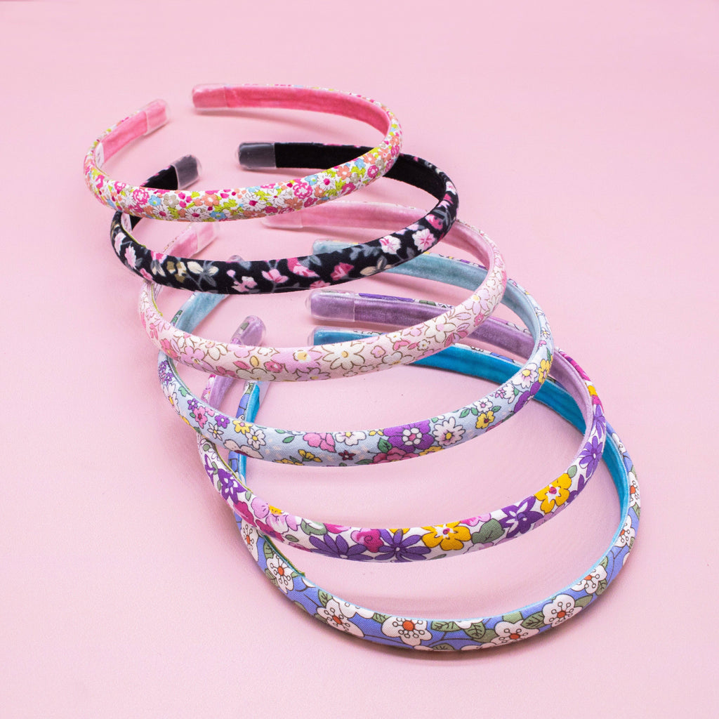 Thin Floral Headband - Purple