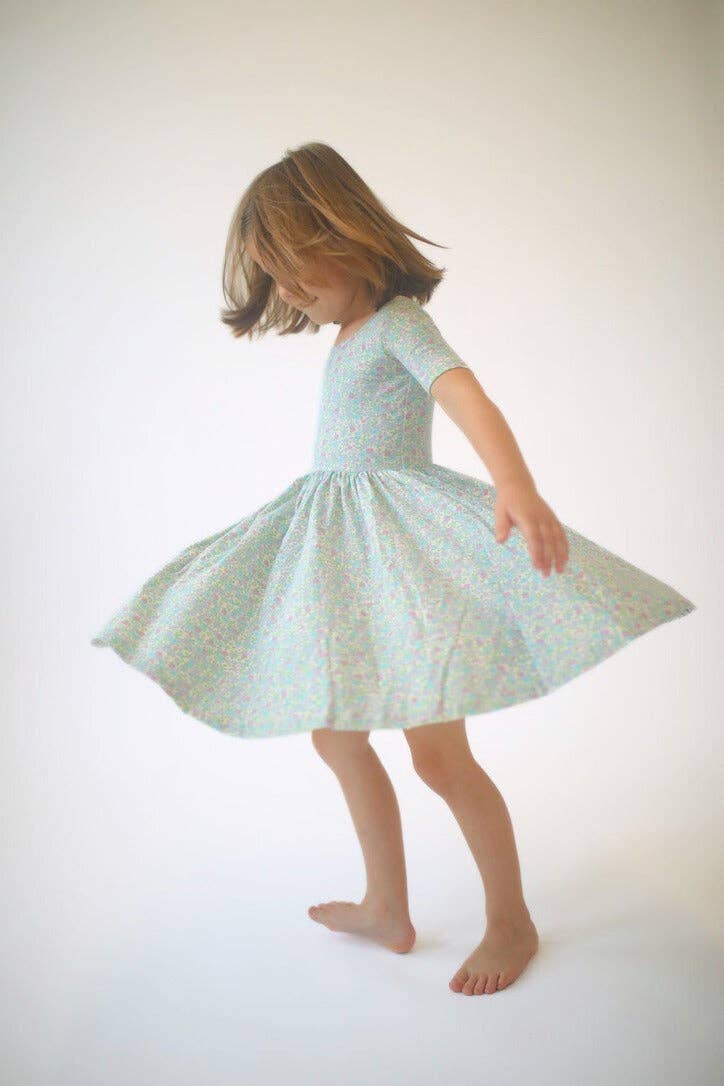 Short Sleeve Twirl Dress | Bella Blue Floral