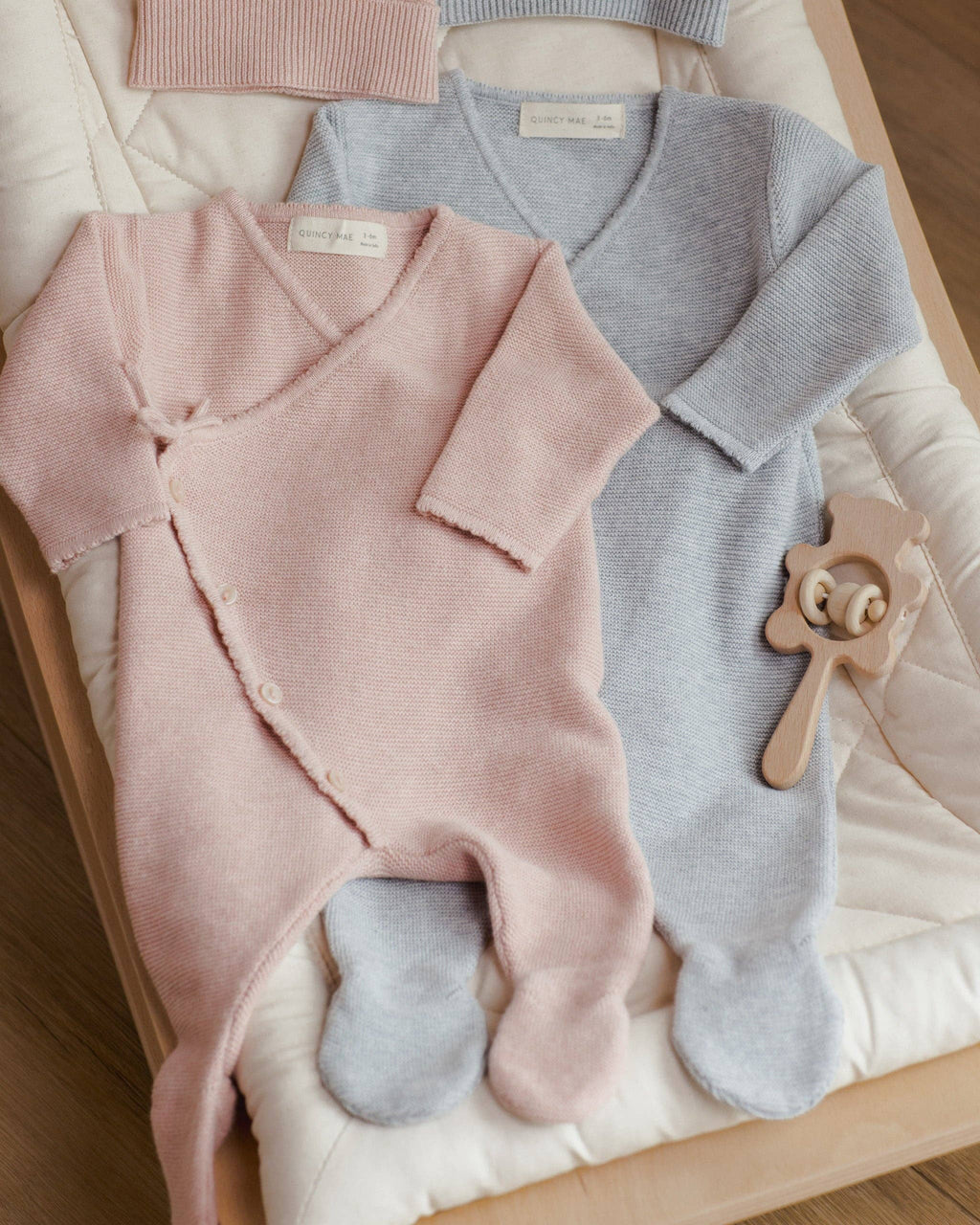 Wrap Knit Footie | Heathered Dusty Blue