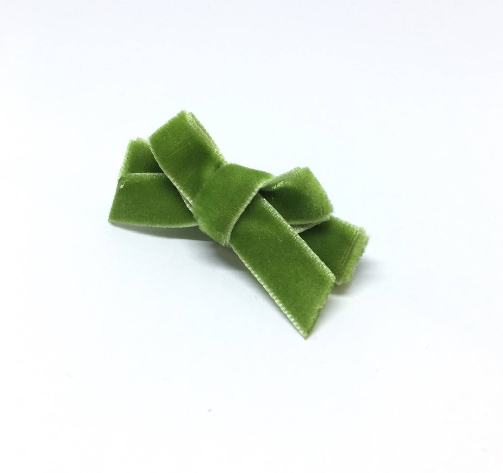 Parrot Green Velvet Mini Hair Bow