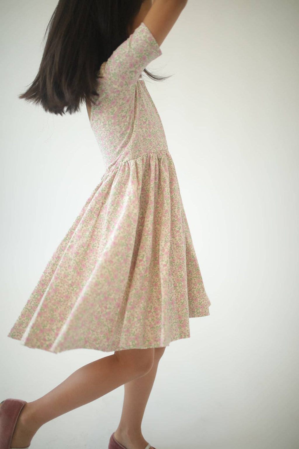 Short Sleeve Twirl Dress | Bella Pink Floral