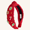Christmas Knot Headband | Embellished Tweed Rhinestone Pearl