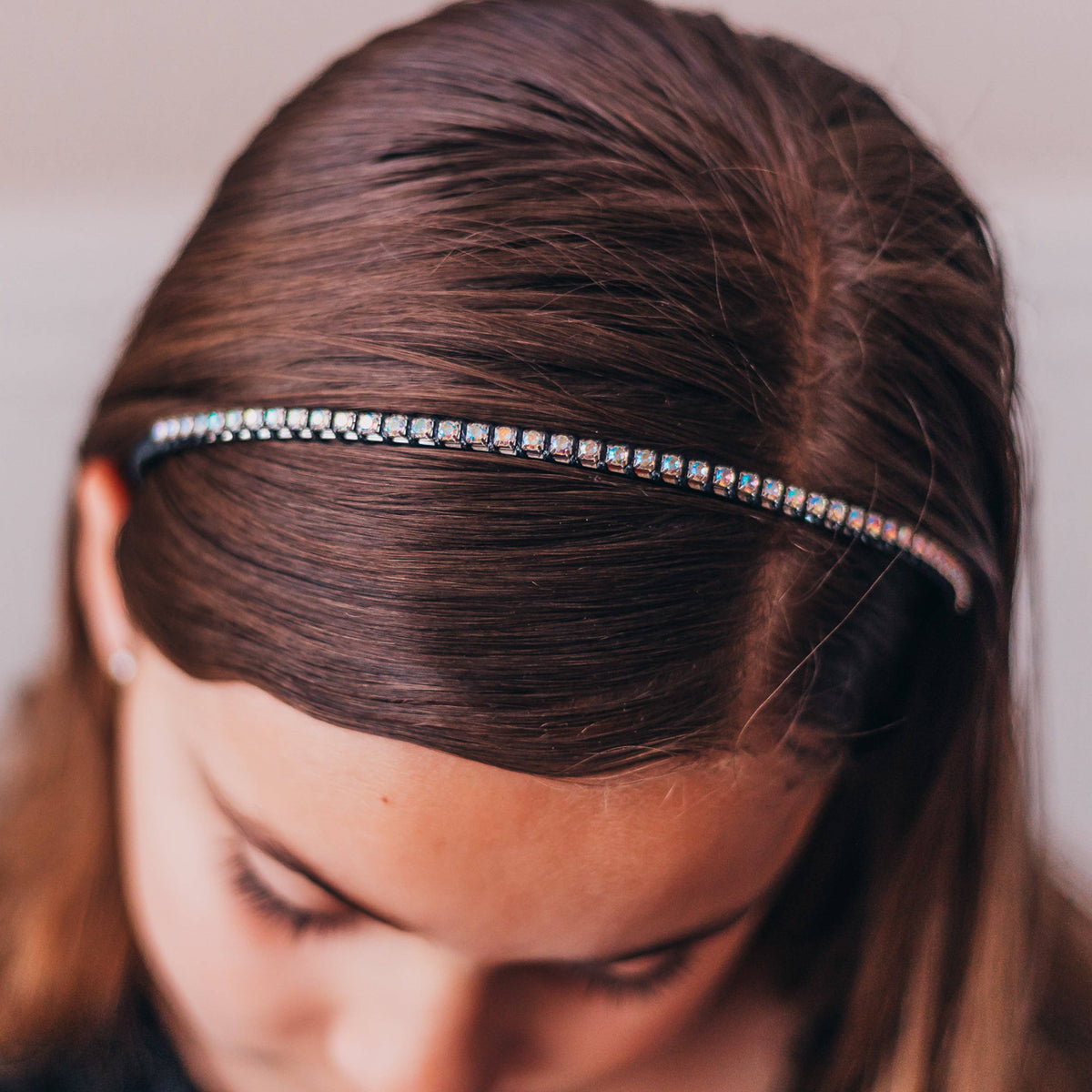 Thin Rhinestone Headband | Black