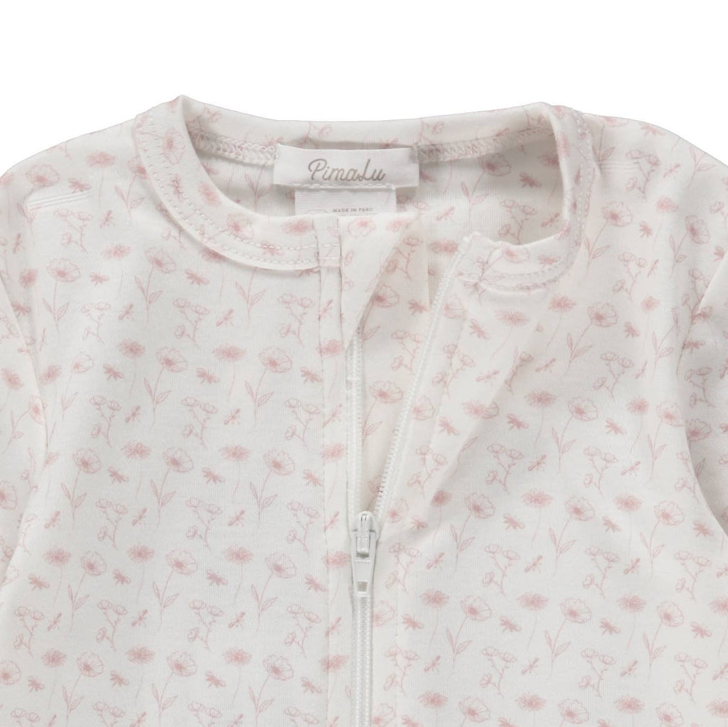Zipper Baby Footie Onesie - Flowers