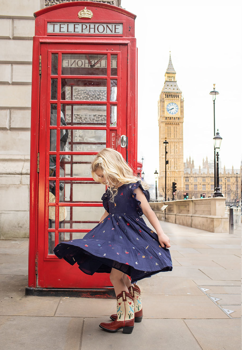 Girls Kit Dress - Alphabet Embroidery