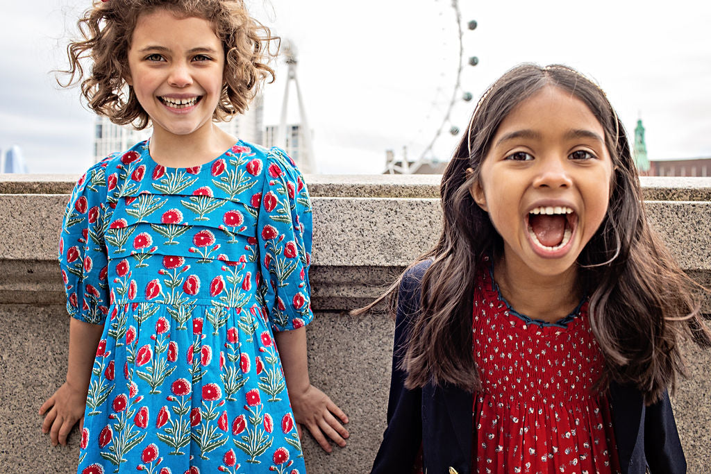 Girls Stevie Dress - Tiny Red Roses