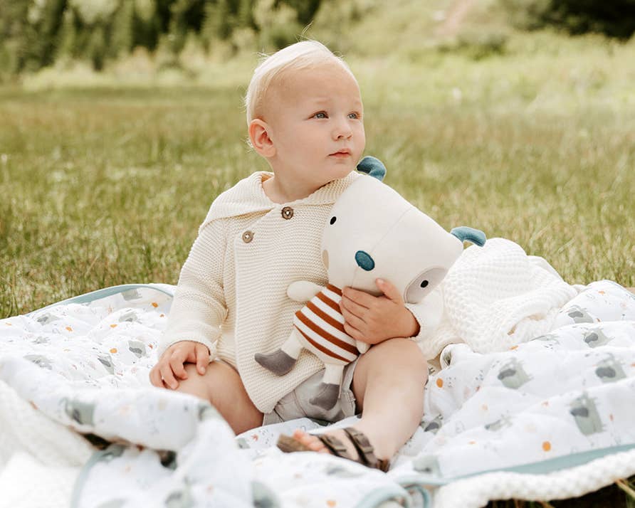 Milan Pastel Hooded Sweater Knit Baby Jacket - Organic Cotton | Cream