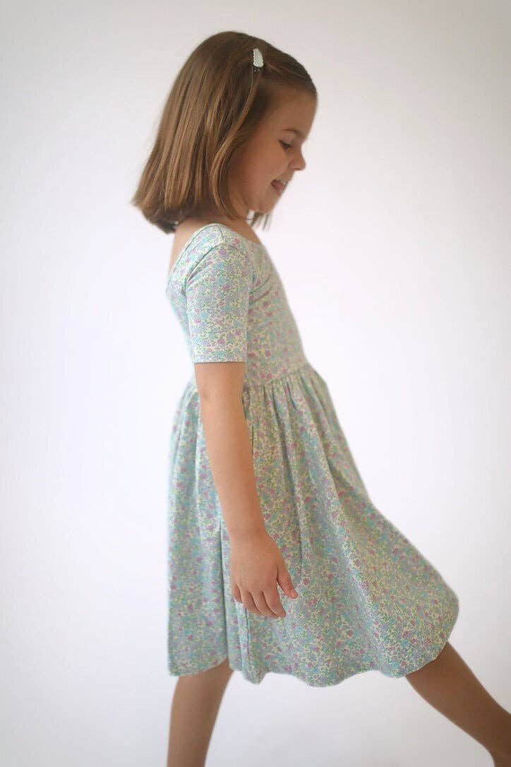 Short Sleeve Twirl Dress | Bella Blue Floral
