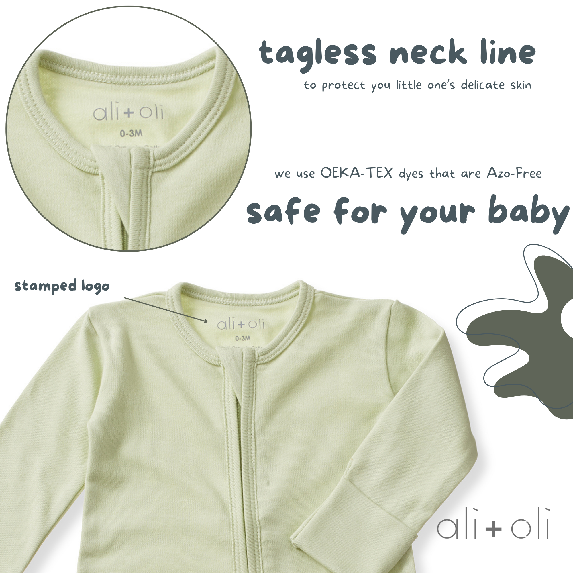 Organic Cotton Baby Footie 2-Way Zipper | Sage
