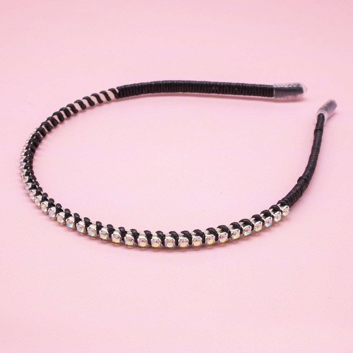 Thin Rhinestone Headband | Black
