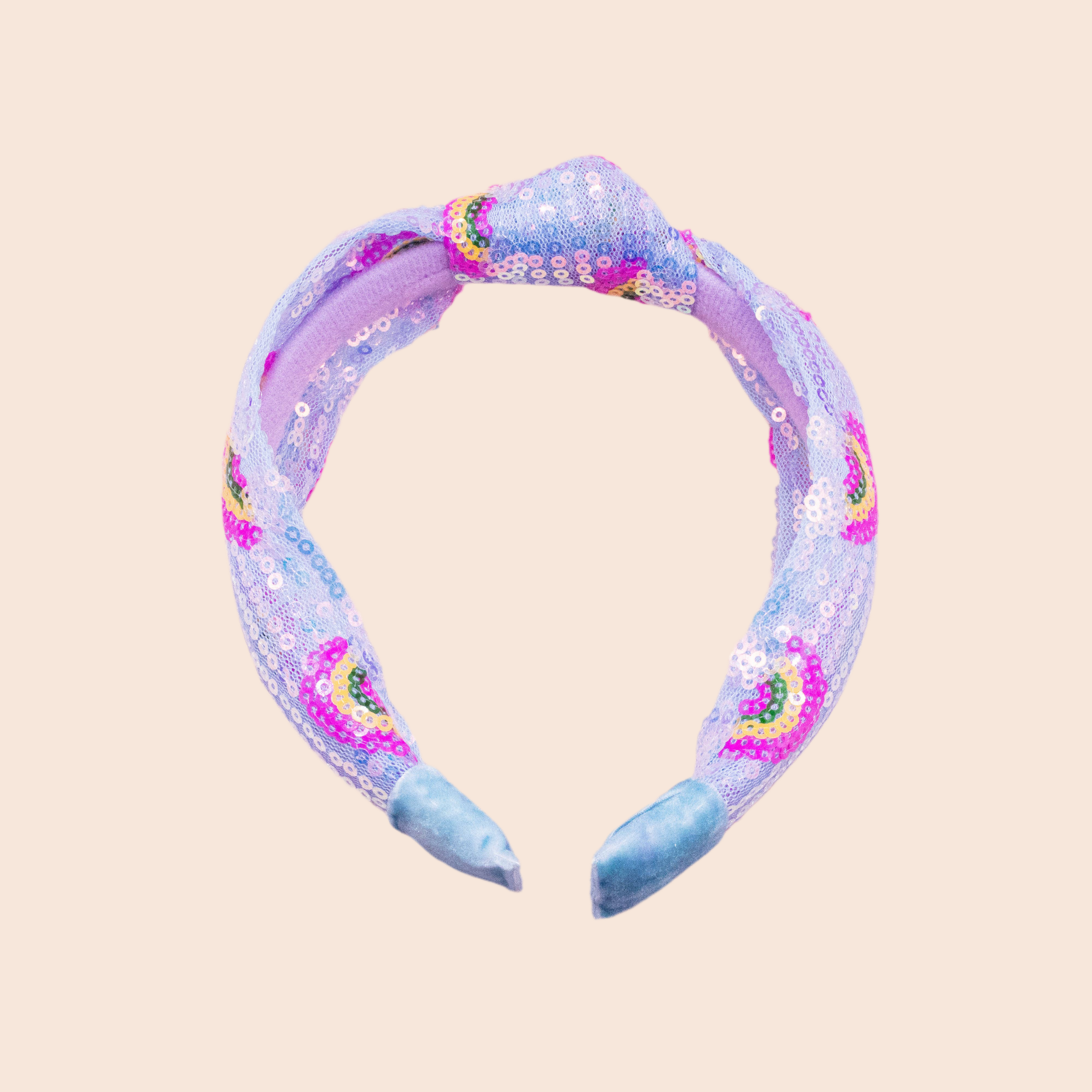 Rainbow Sequin Knot Headband | Blue