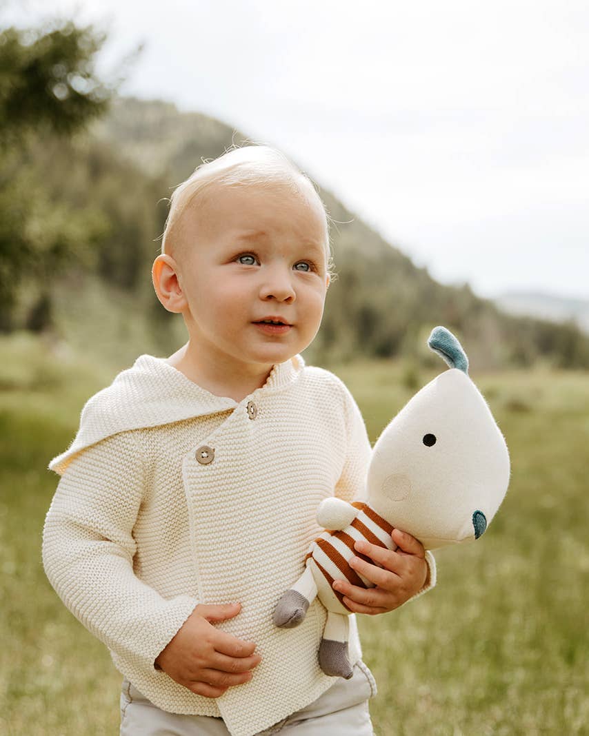 Milan Pastel Hooded Sweater Knit Baby Jacket - Organic Cotton | Cream