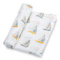 Sailing Away Sailboat Baby Muslin Swaddle Blanket